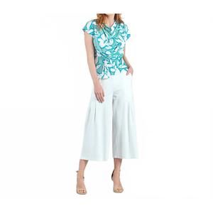 NEW CLARA SUNWOO floral drape neck top in mint/white
